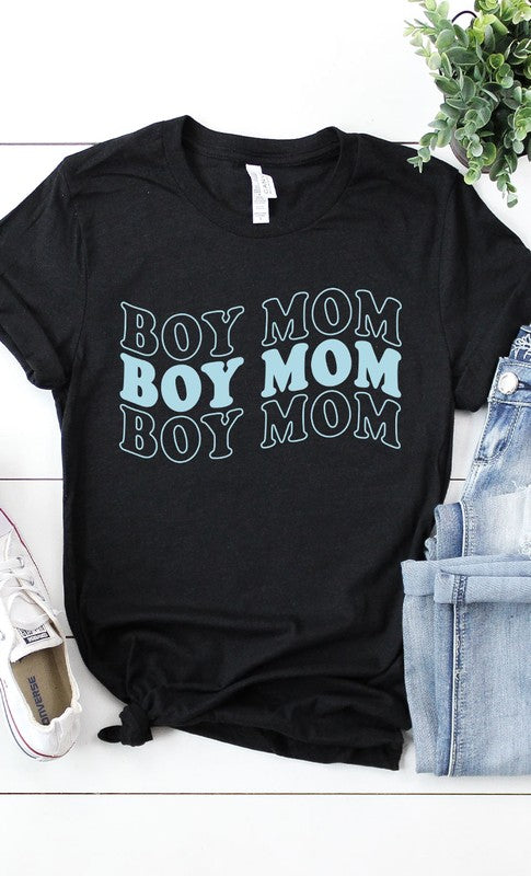 Retro Boy Mom Graphic Tee - Aaria Tees Aaria Tees