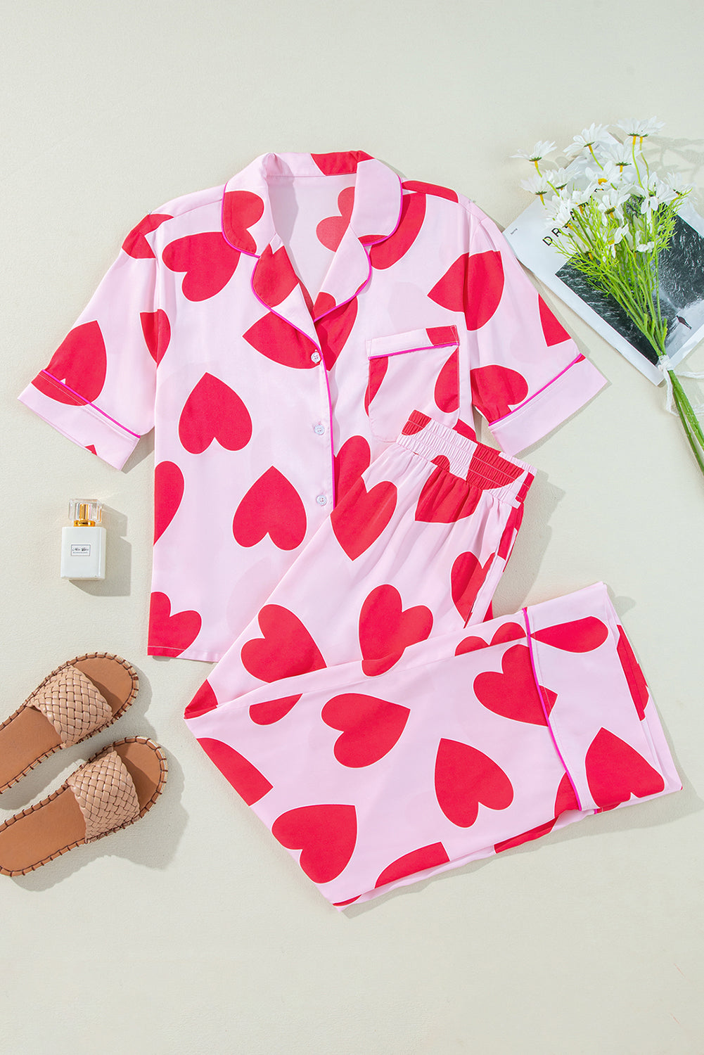 Valentines Short Sleeve Pants Pajamas Set Aaria Tees