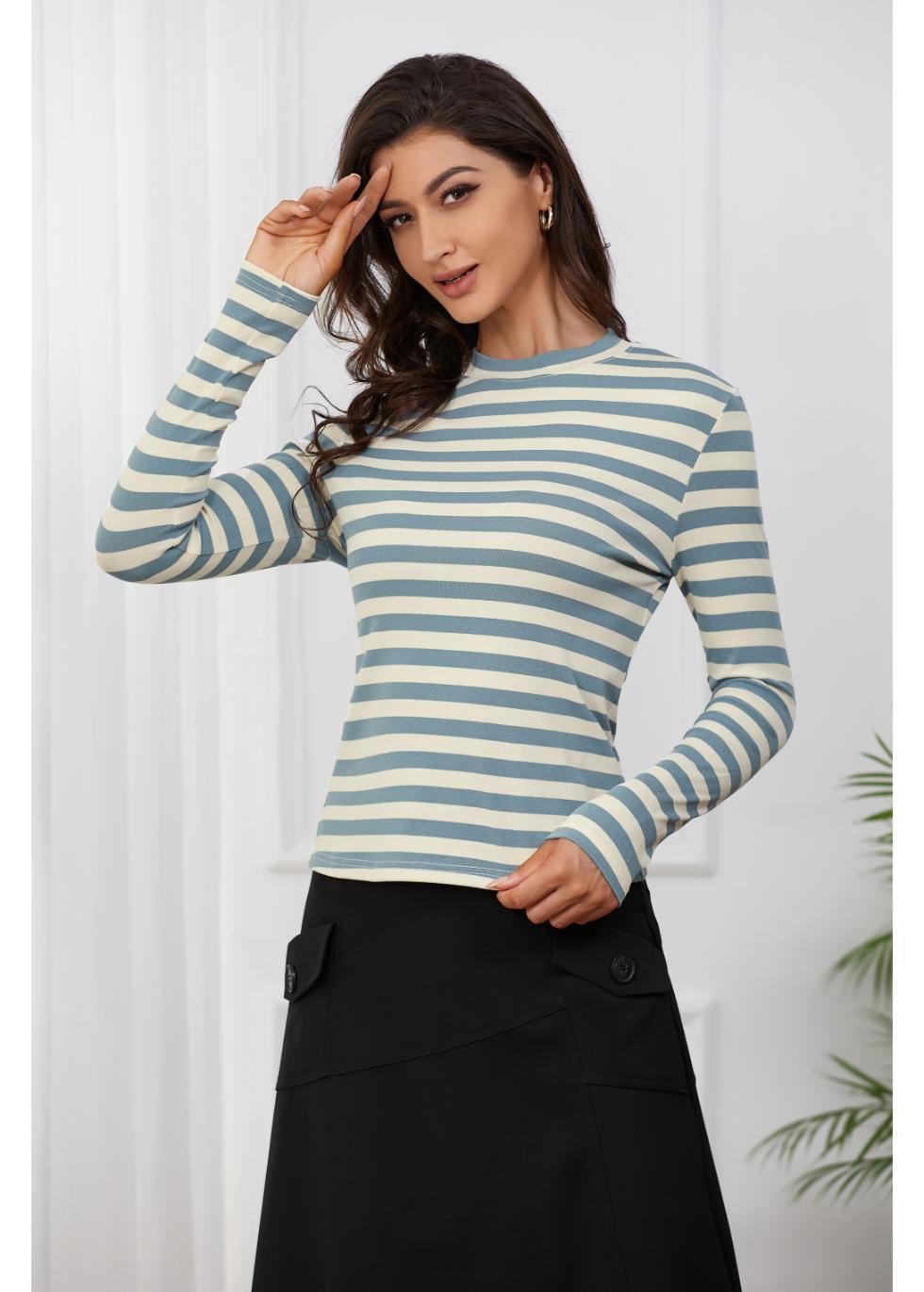 Blue & White Striped T-Shirt - Aaria Tees