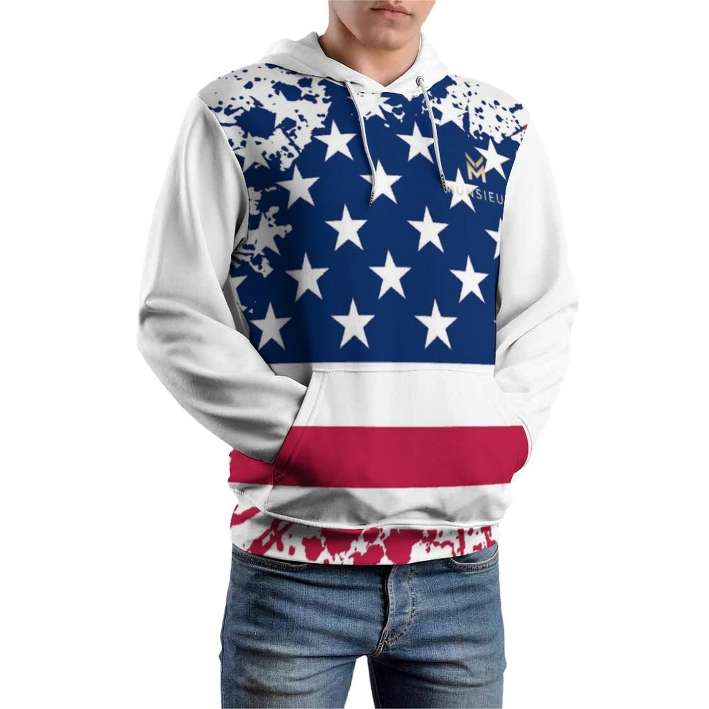 **Summer Sale** Munsieur Men's Graphic America's Pride Hoodie