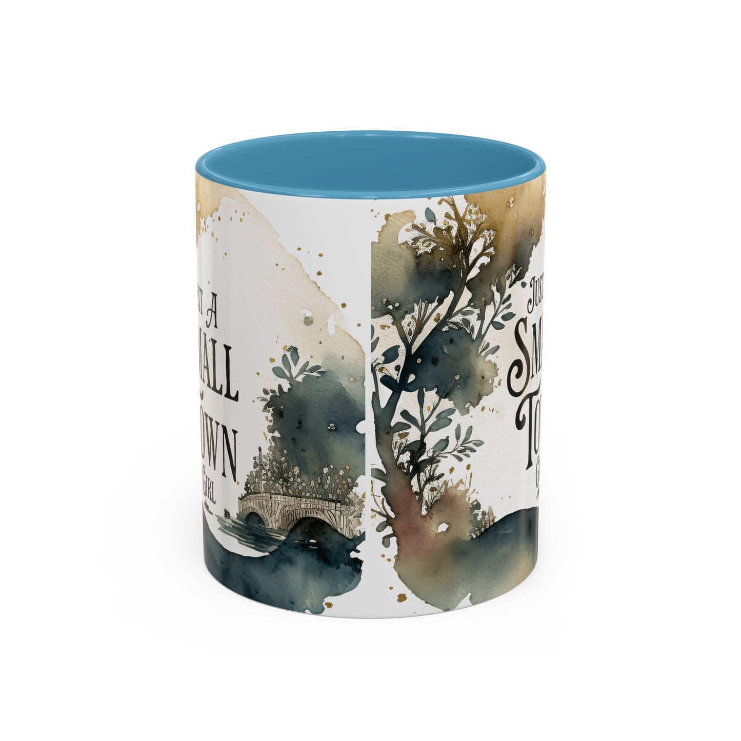 "Just a Small Town Girl" Accent Coffee Mug - Beautiful Watercolor Design for Everyday Enjoyment - Aaria Tees