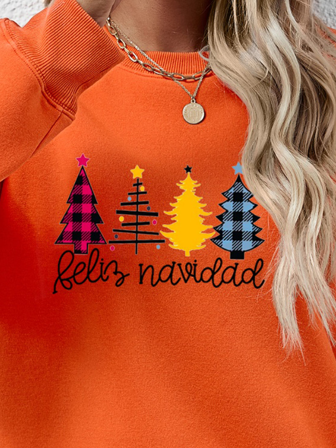 Round Neck Graphic Long Sleeve Sweatshirt - Aaria Tees Aaria Tees
