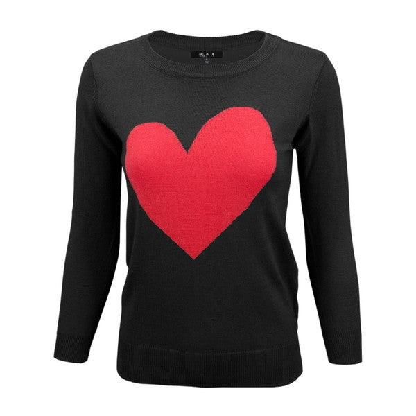 S/S Love Heart Crew-neck 12GG Pullover Sweater - Aaria Tees