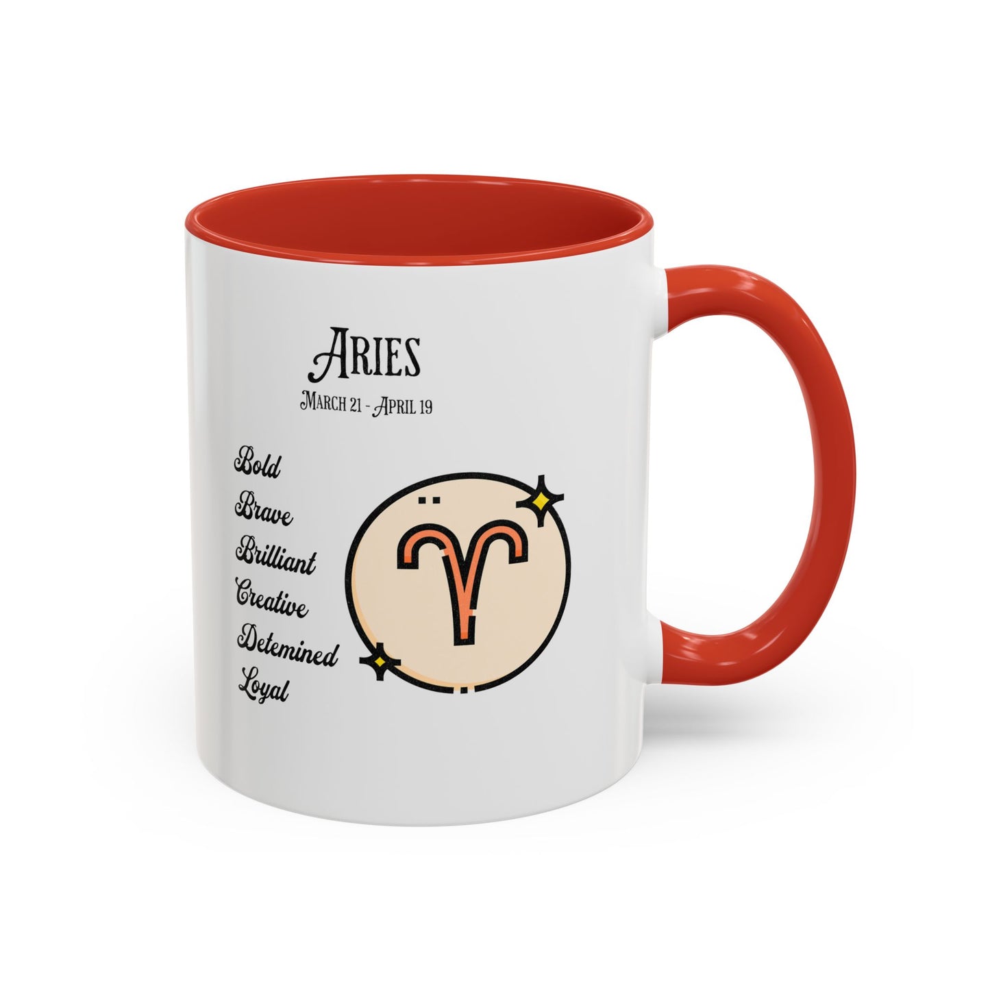 Aries Zodiac Accent Coffee Mug - Bold & Creative Zodiac Mug (11oz) - Aaria Tees