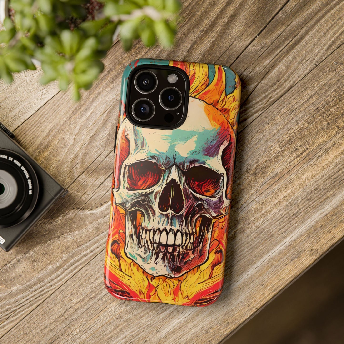 Flaming Skull Tough Phone Case