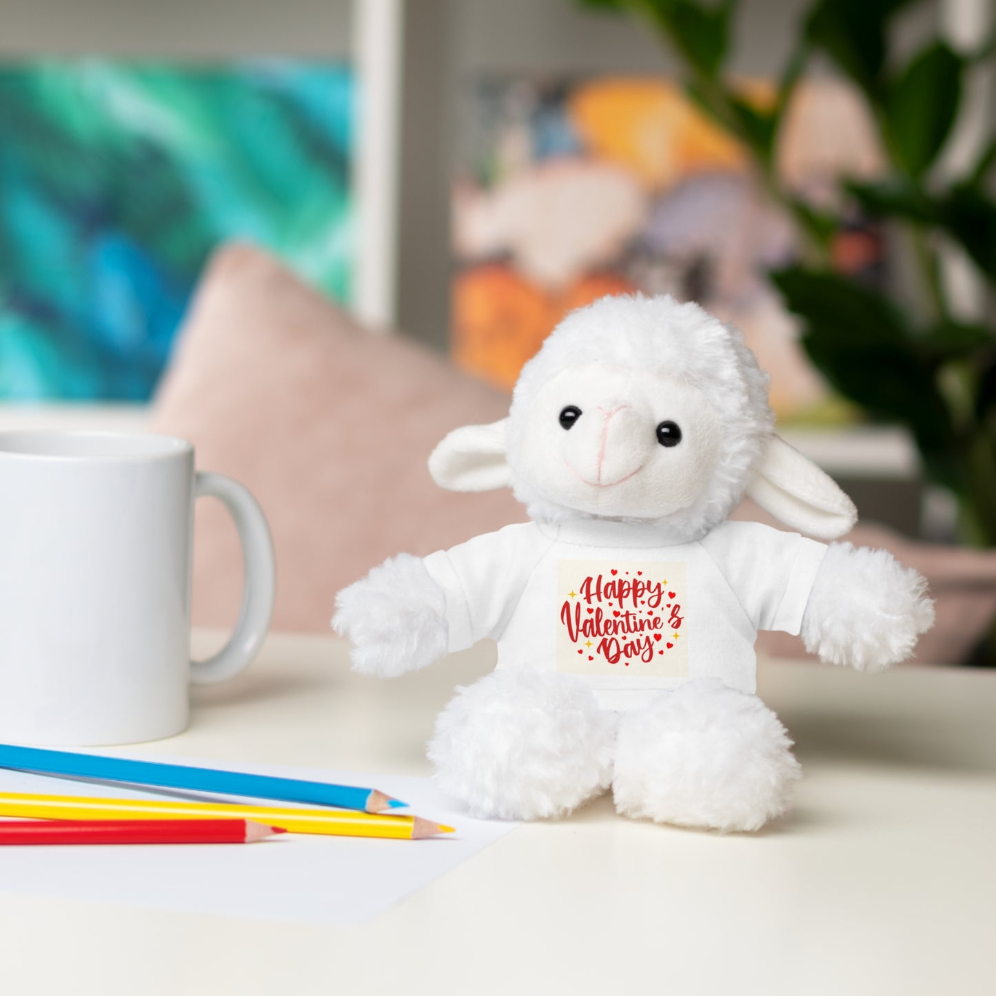 Happy Valentine Day Panda Stuffed Animal with Tee Aaria Tees