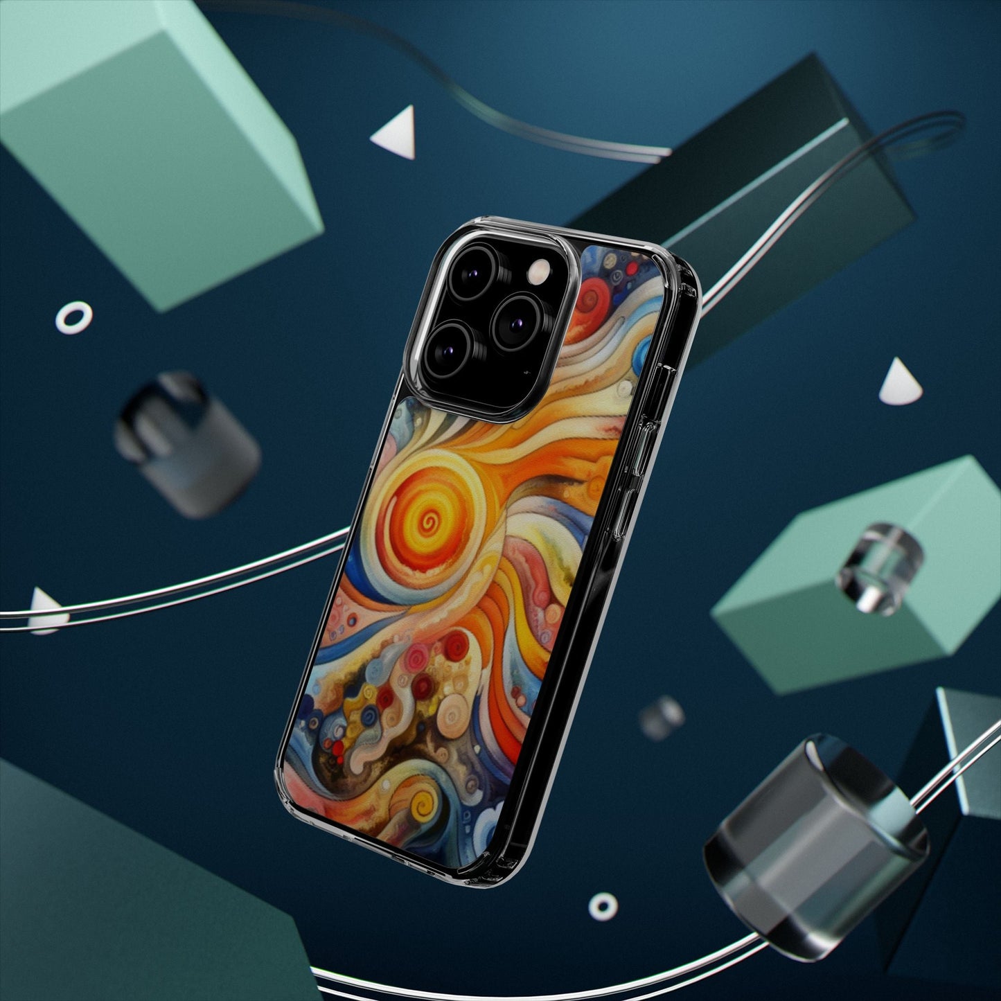 Colorful Abstract Swirl Clear Phone Case