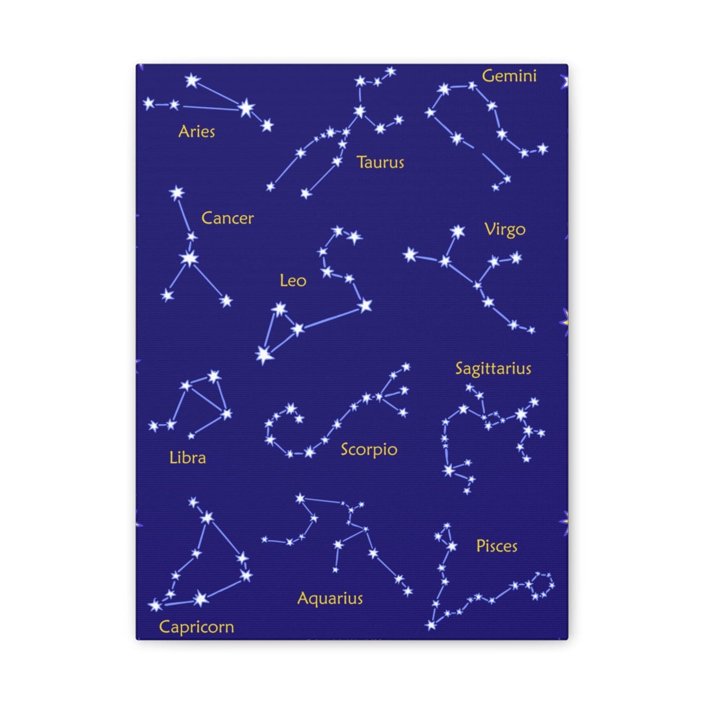 Astrology Canvas Wall Art - Zodiac Constellations Print for Star Sign Lovers
