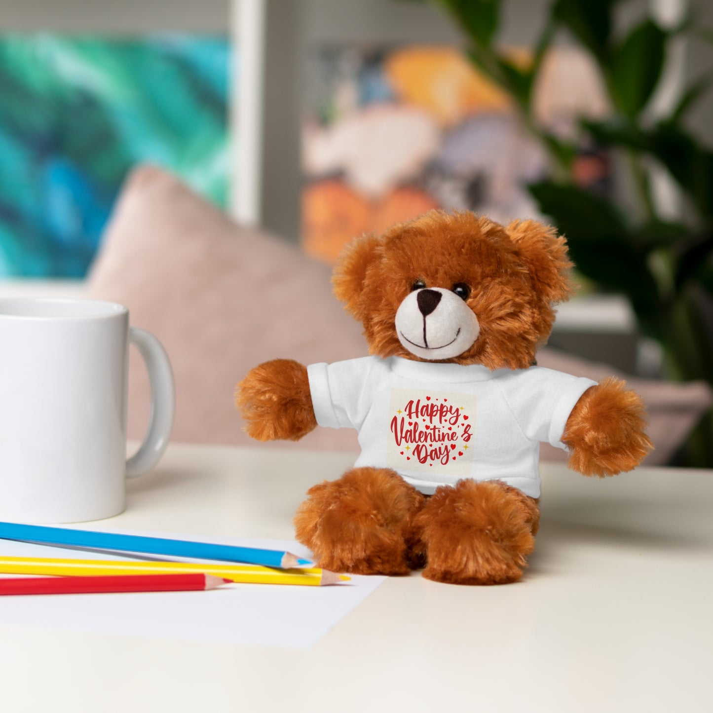 Happy Valentine Day Panda Stuffed Animal with Tee Aaria Tees