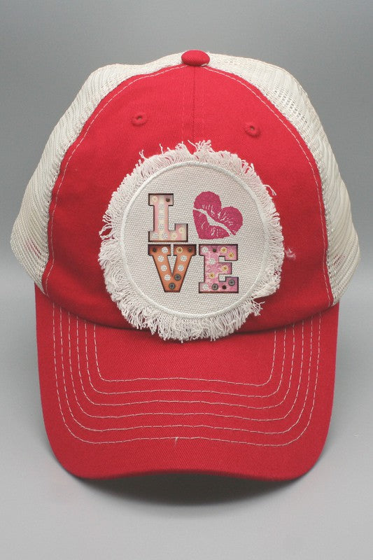 Love Stack Pink Heart Valentines Day Hat - Aaria Tees