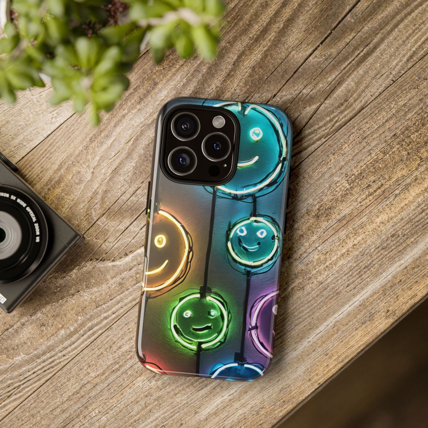 Colorful Neon Smiley Face Phone Case - Tough & Stylish Protection