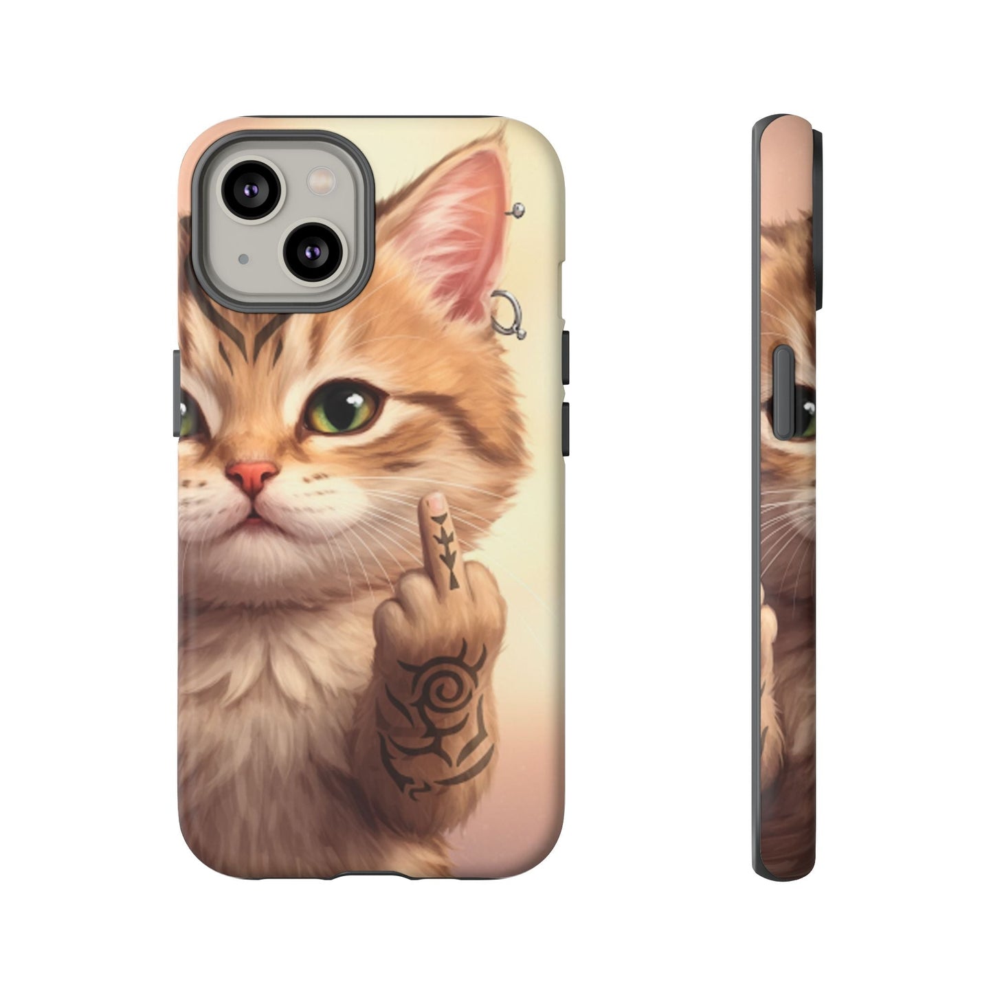 Evil Kitty Giving the Bird Tough Phone Case