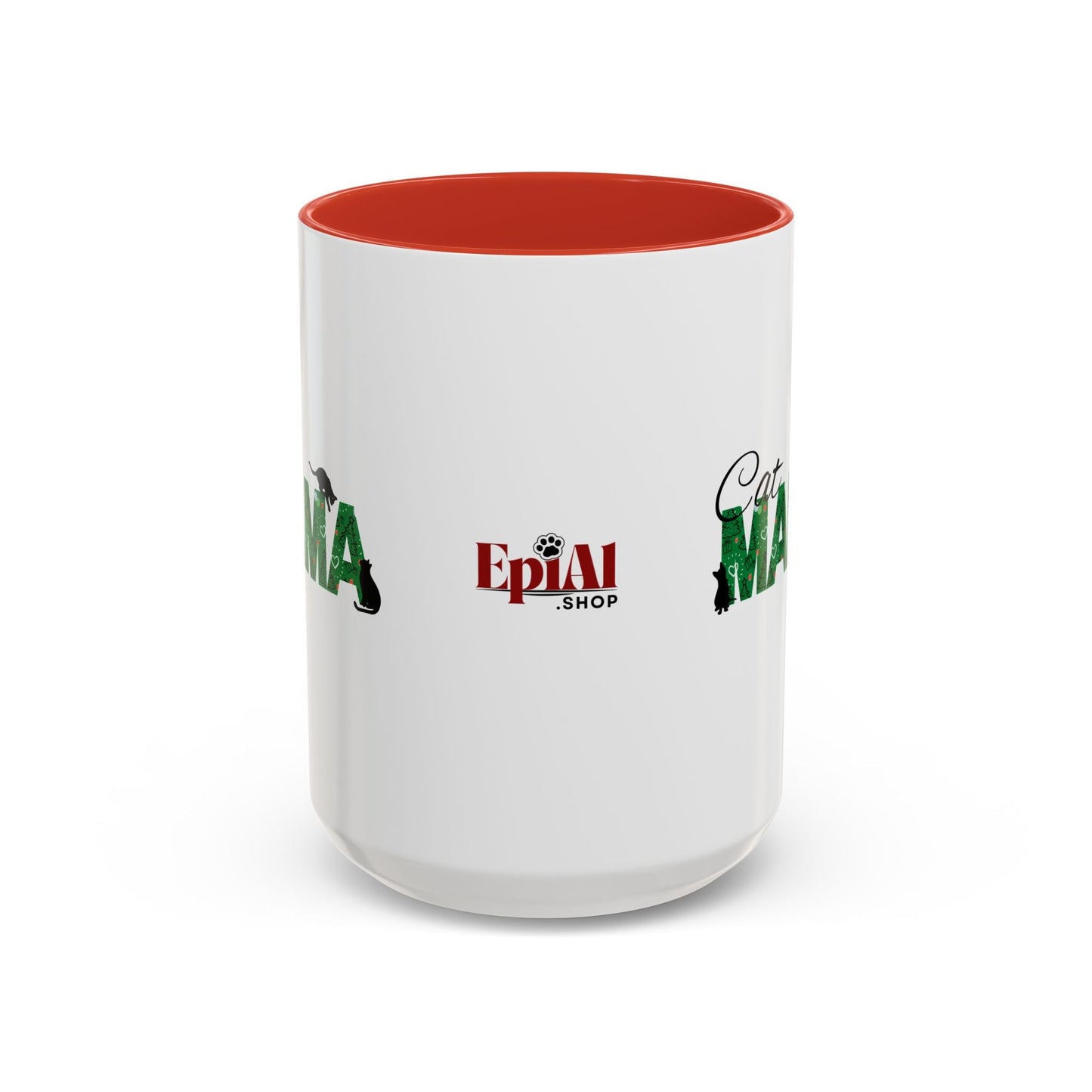Christmas Cat Mama Accent Coffee Mug (11, 15oz)