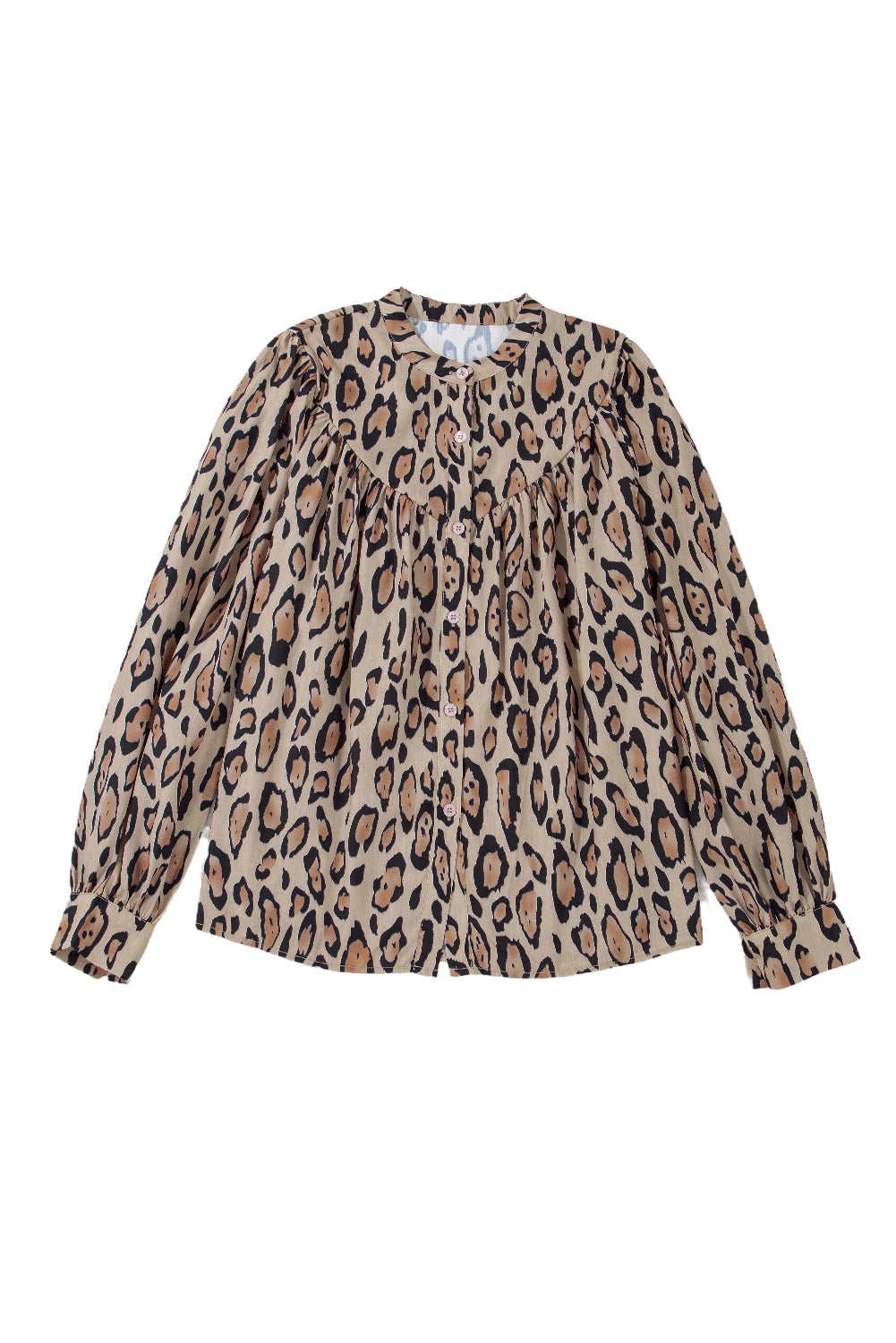 Jet Stream Oversized Leopard Print Balloon Sleeve Casual Shirt - Aaria Tees
