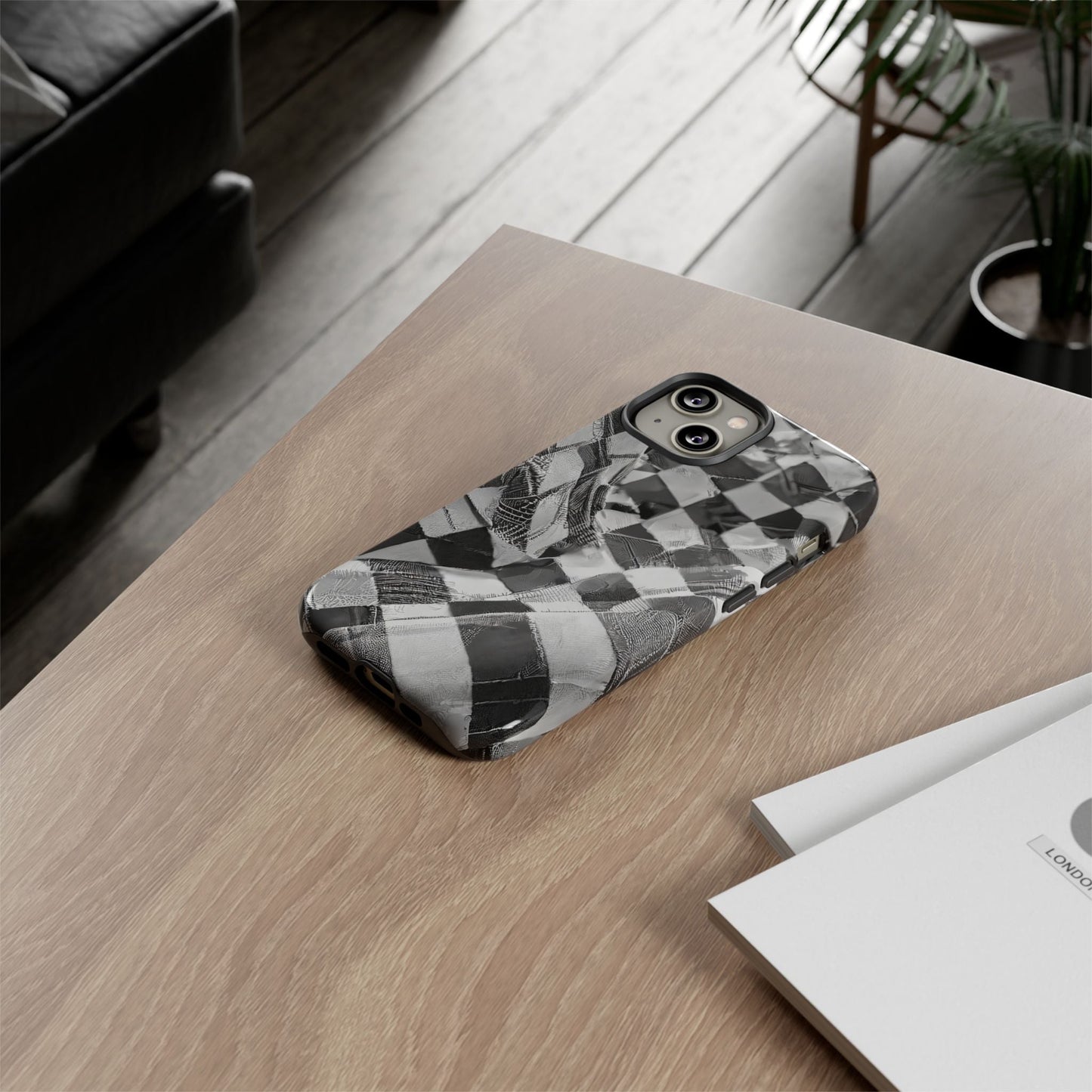 Abstract Checker Print Tough Phone Case