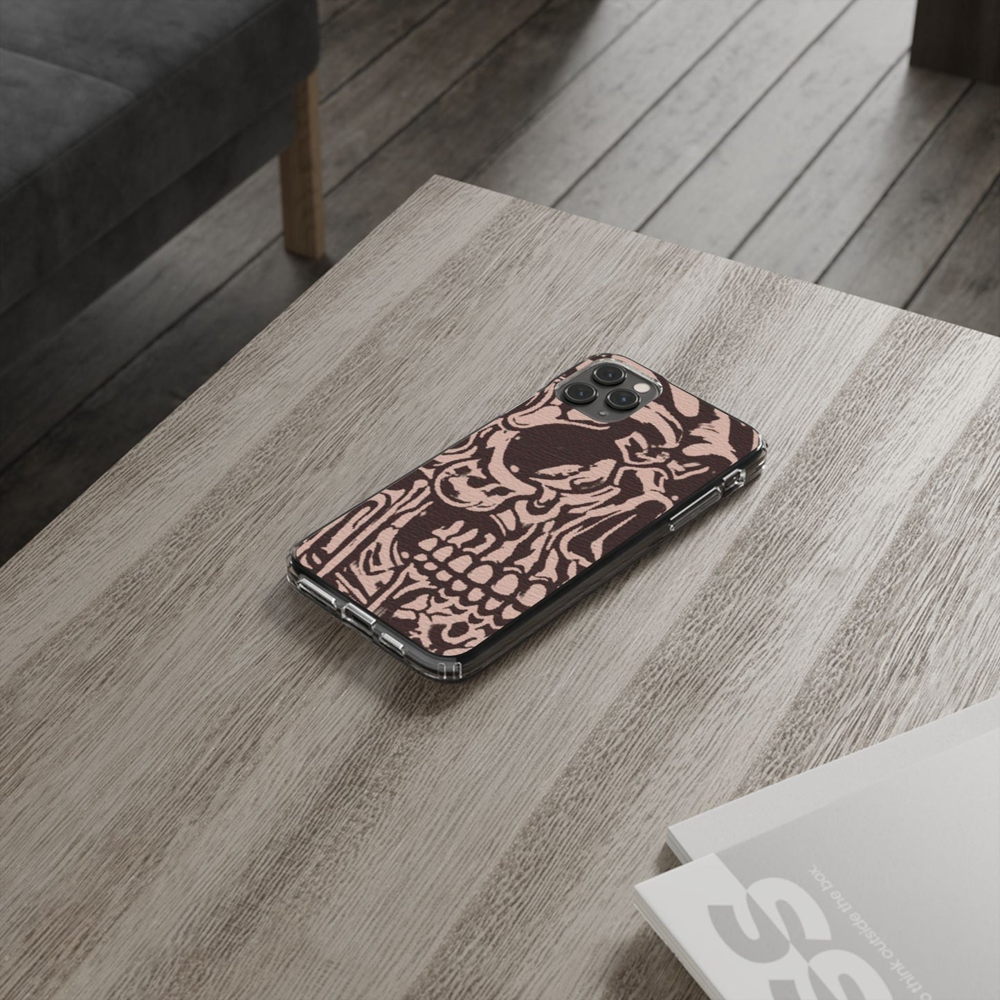 Gothic Abstract Skull Clear Phone Case
