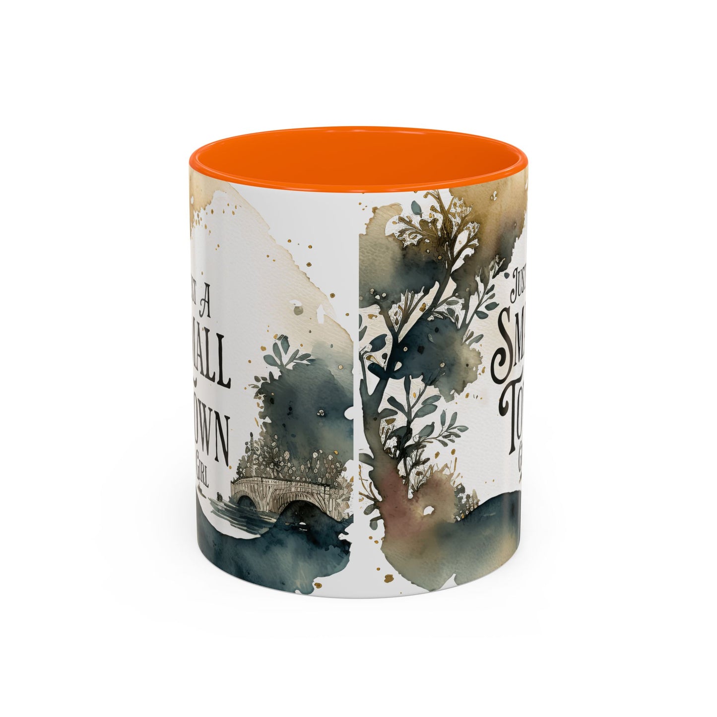 "Just a Small Town Girl" Accent Coffee Mug - Beautiful Watercolor Design for Everyday Enjoyment - Aaria Tees