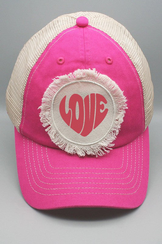 Valentines Day Hat Red Love Heart Trucker Cap - Aaria Tees