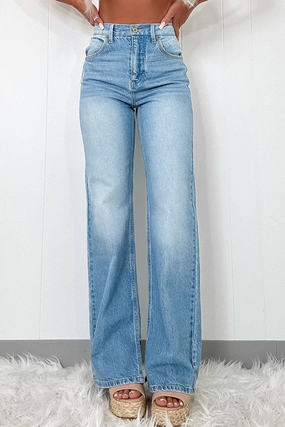 Myosotis High Rise Shift Slit Leg Straight Jeans - Aaria Tees Aaria Tees