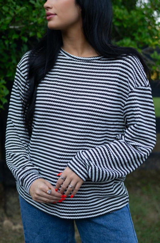 Elouise Stripe Long Sleeve Top - Aaria Tees