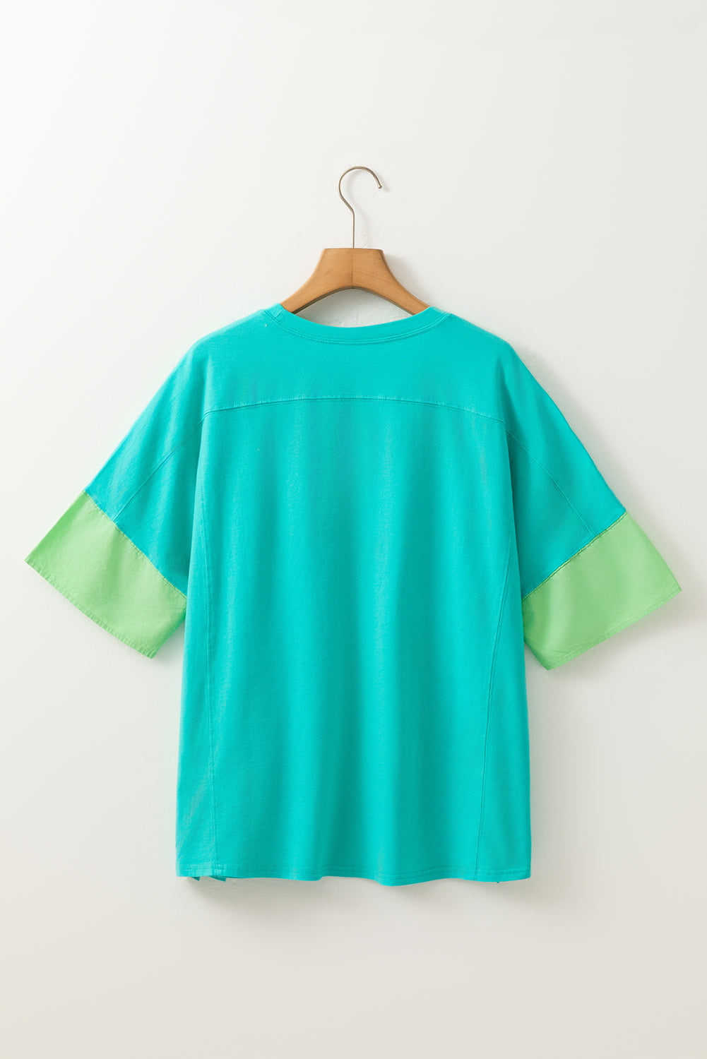 Aruba Blue Frayed Denim Star Patched Oversize T Shirt