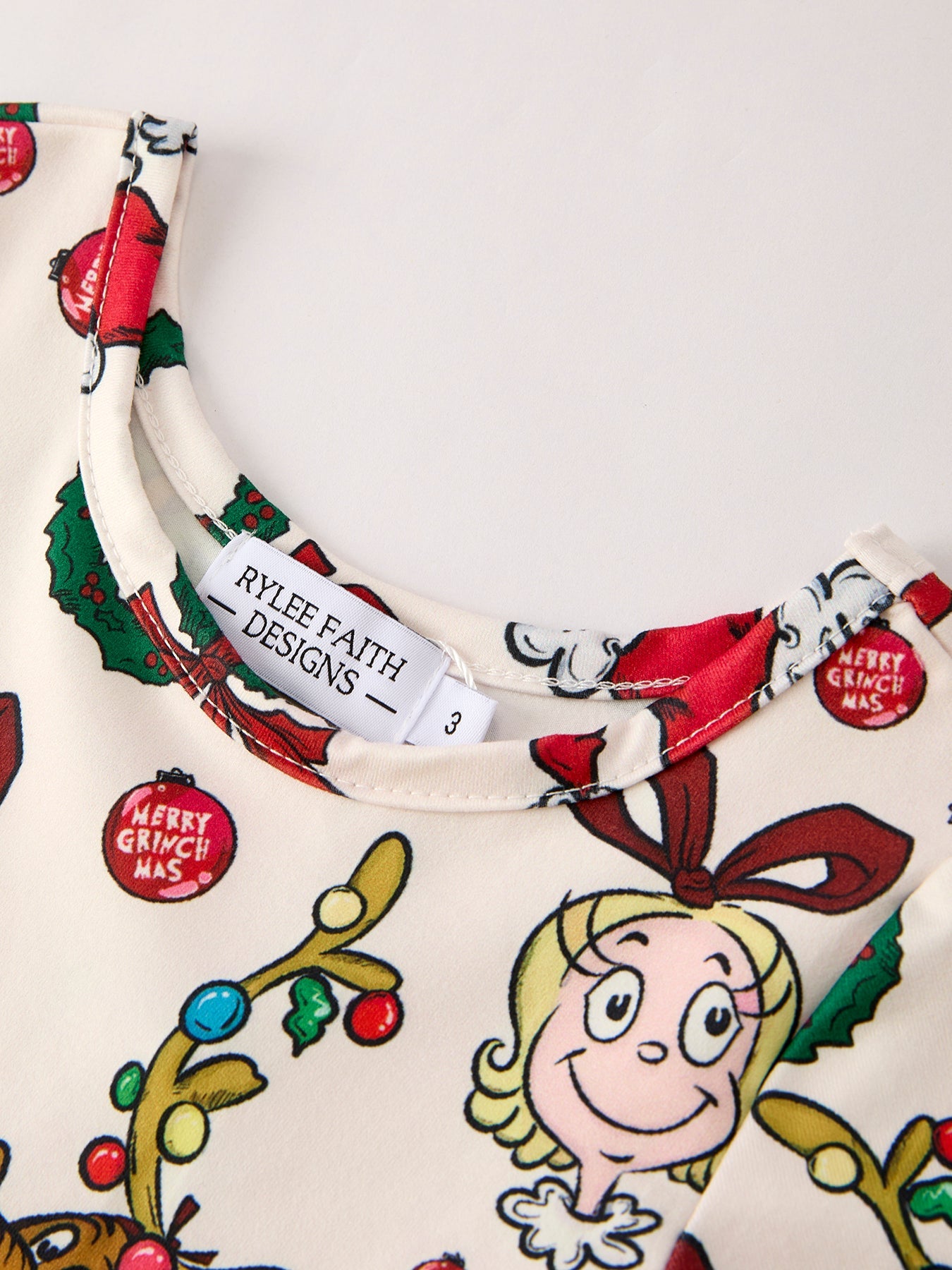 Winter Christmas Character Colorful Print Girls Dress