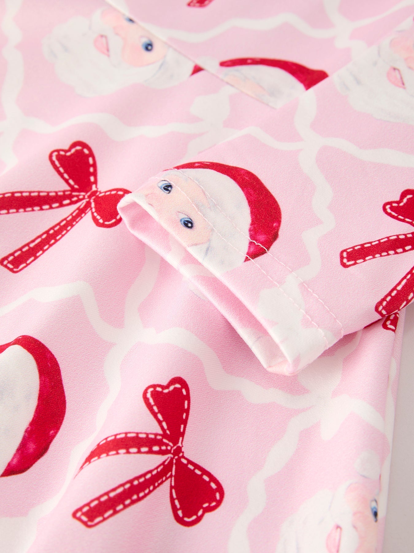 Winter Christmas Pink Santa and Bow Holiday Girls Dress