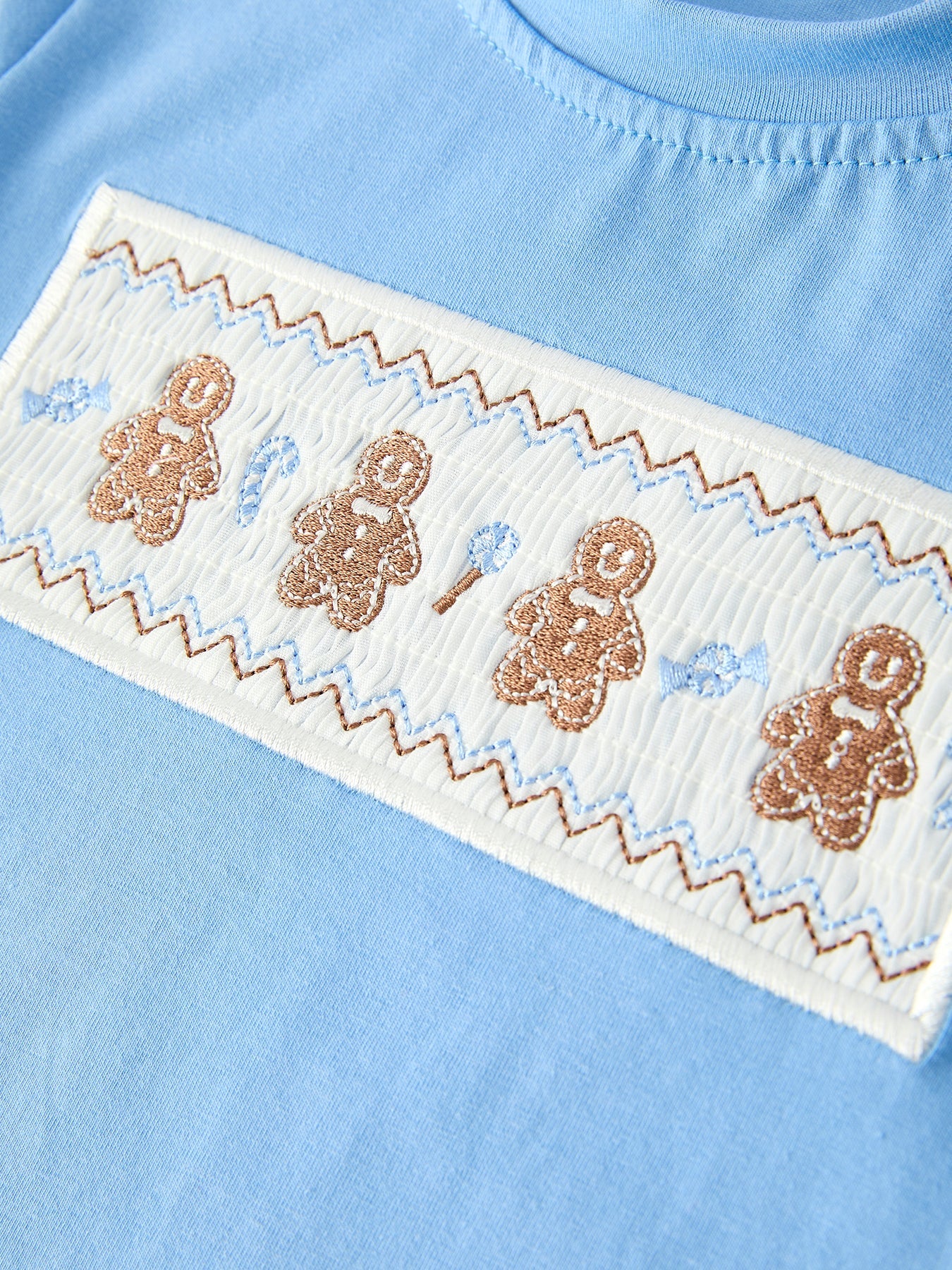 Christmas Vintage-Style Embroidered Gingerbread Plaid Boys Set