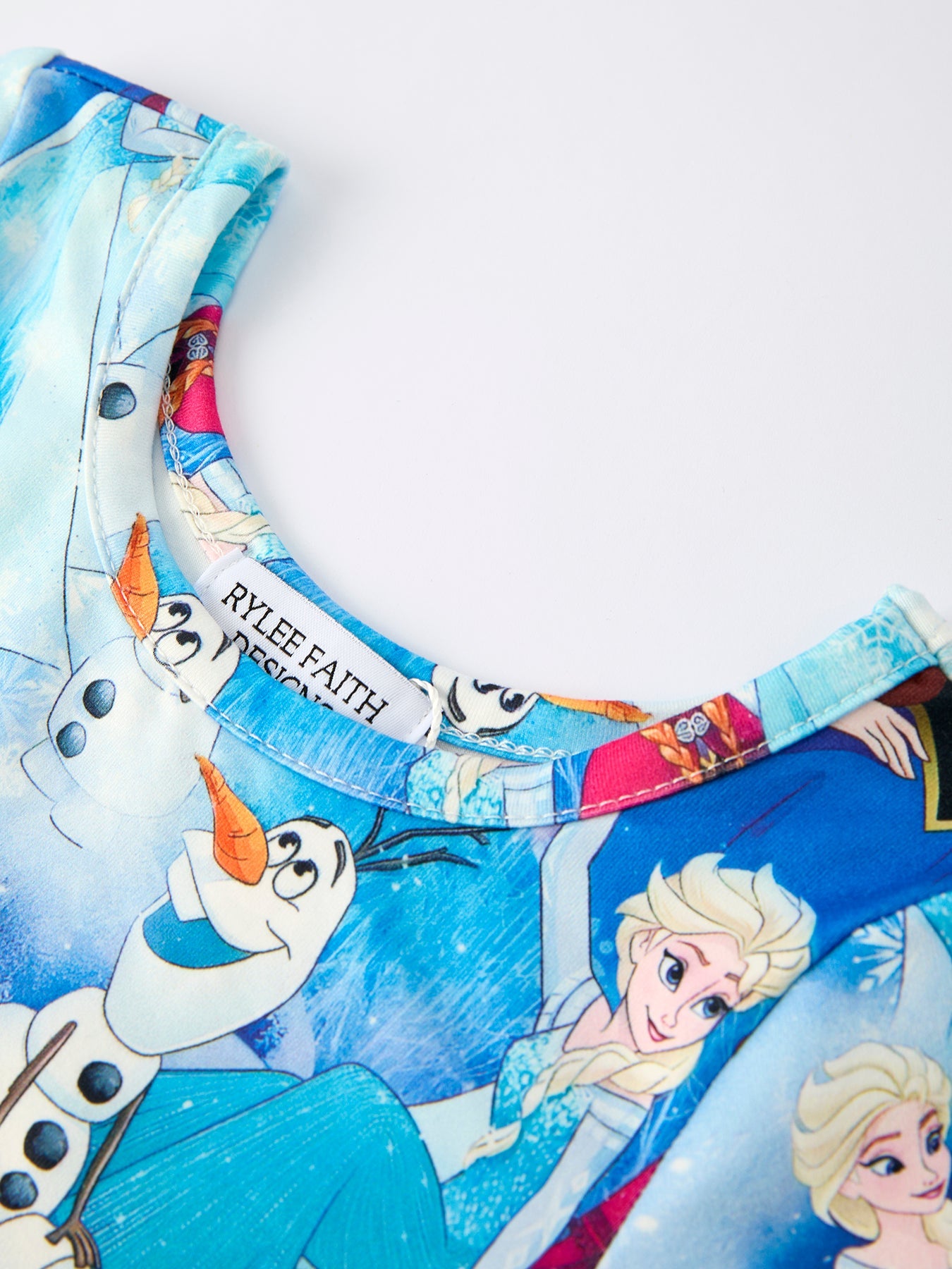 Blue Christmas Character Print Party Dress