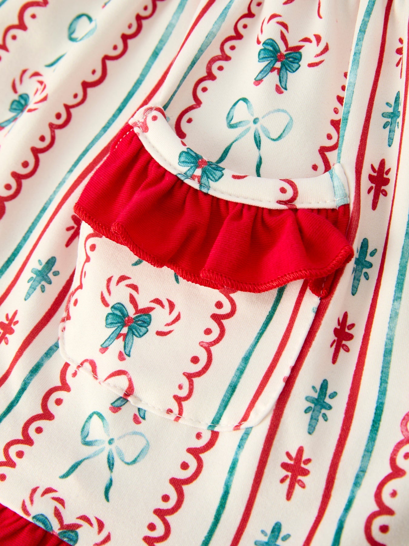 Girl Christmas Outfit – Puff Sleeve Top and Red Leggings Set