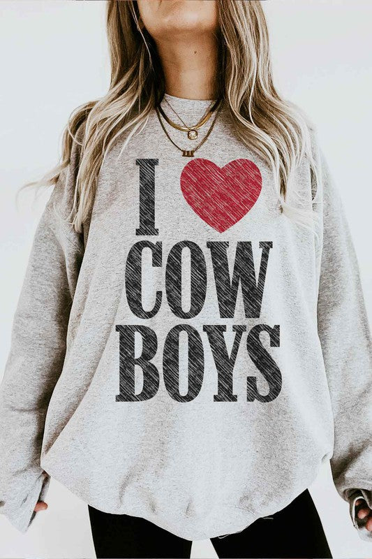 Plus I Love Cowboys Graphic Sweatshirt