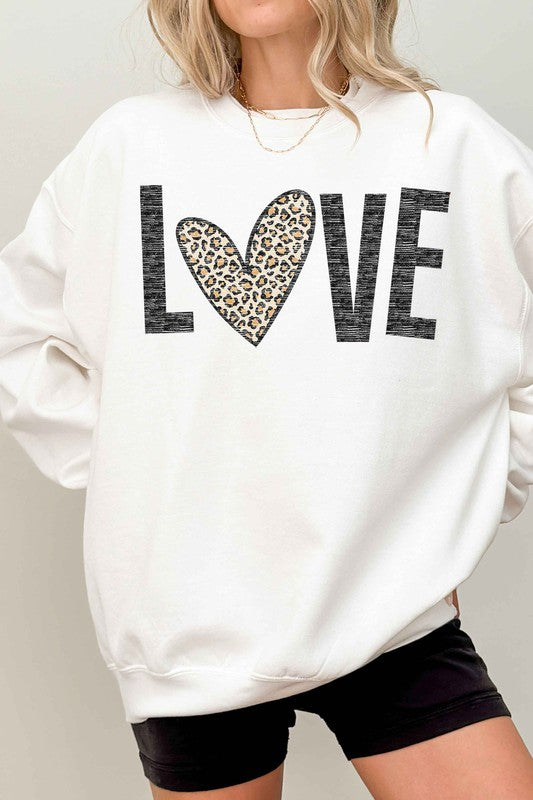 LEOPARD LOVE VALENTINE OVERSIZED SWEATSHIRT - Aaria Tees