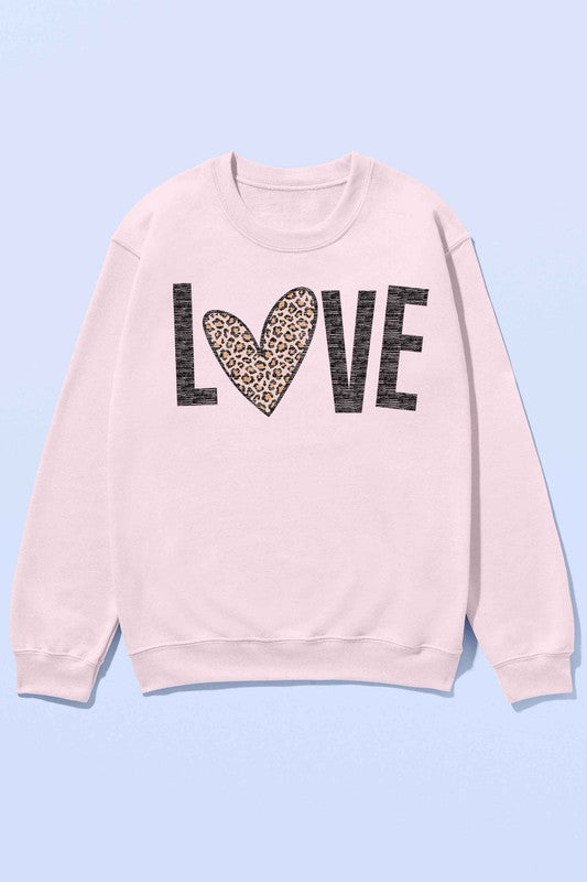 LEOPARD LOVE VALENTINE OVERSIZED SWEATSHIRT - Aaria Tees
