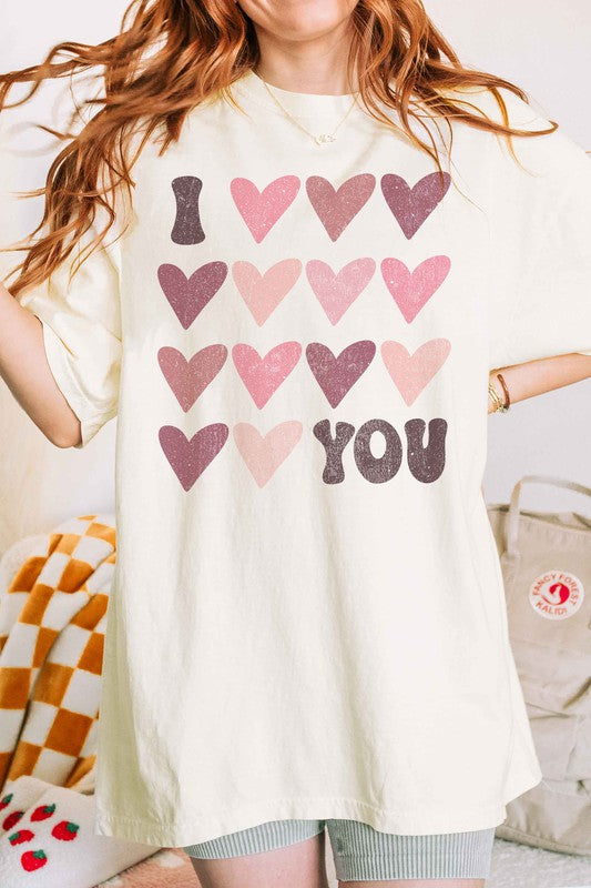 I LOVE YOU VALENTINE OVERSIZED GRAPHIC TEE - Aaria Tees