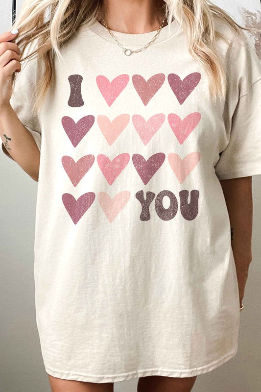 I LOVE YOU VALENTINE OVERSIZED GRAPHIC TEE - Aaria Tees