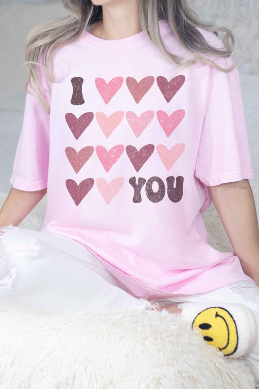 I LOVE YOU VALENTINE OVERSIZED GRAPHIC TEE - Aaria Tees