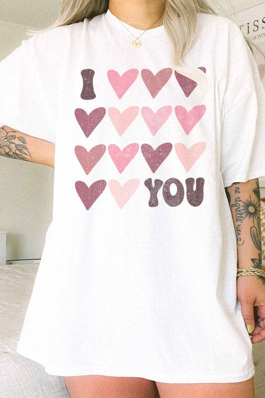 I LOVE YOU VALENTINE OVERSIZED GRAPHIC TEE - Aaria Tees