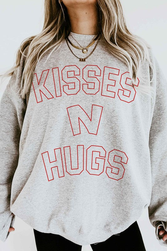KISSES AND HUGS VALENTINES GRAPHIC SWEATSHIRT - Aaria Tees