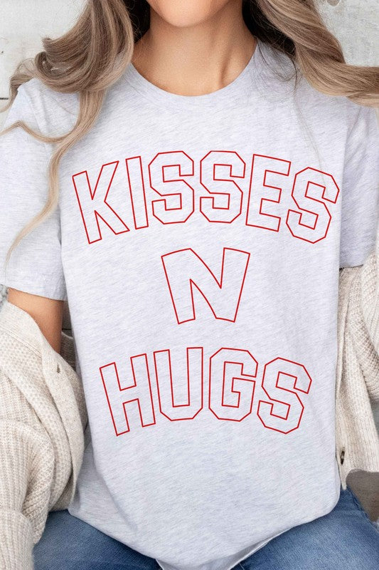 KISSES AND HUGS VALENTINES OVERSIZED GRAPHIC TEE - Aaria Tees