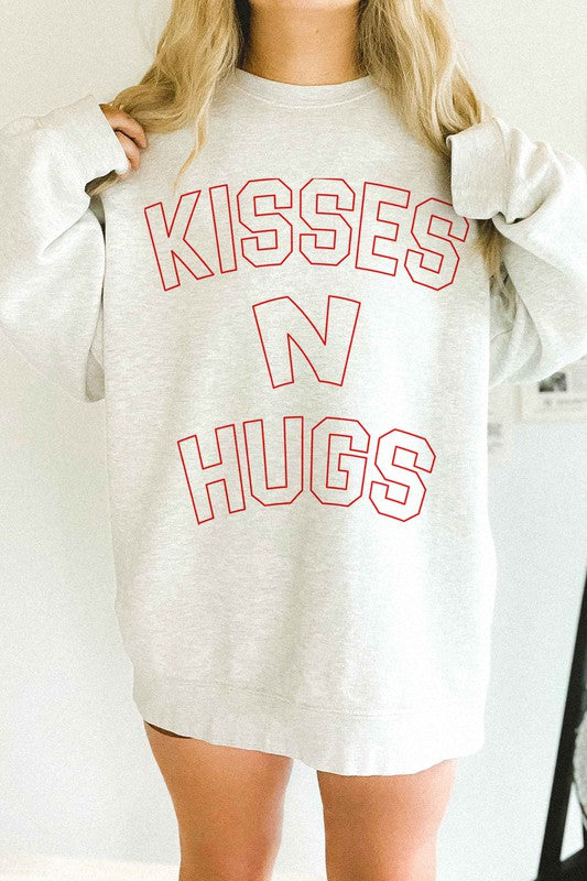 KISSES AND HUGS VALENTINES OVERSIZED SWEATSHIRT - Aaria Tees
