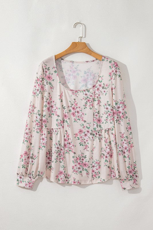 Women's Casual Floral Print Long Sleeve Blouses YNIQUE