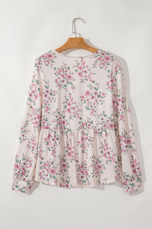 Women's Casual Floral Print Long Sleeve Blouses YNIQUE