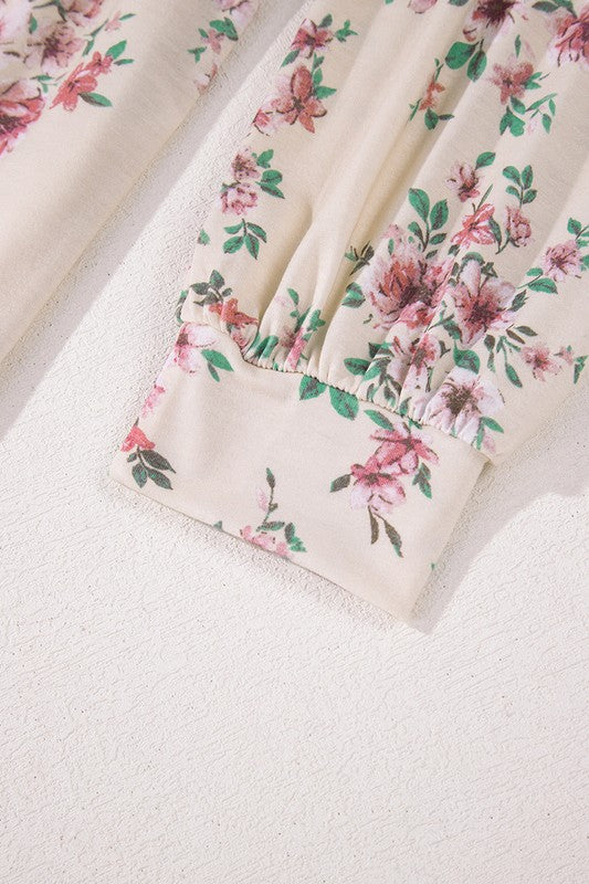 Women's Casual Floral Print Long Sleeve Blouses YNIQUE