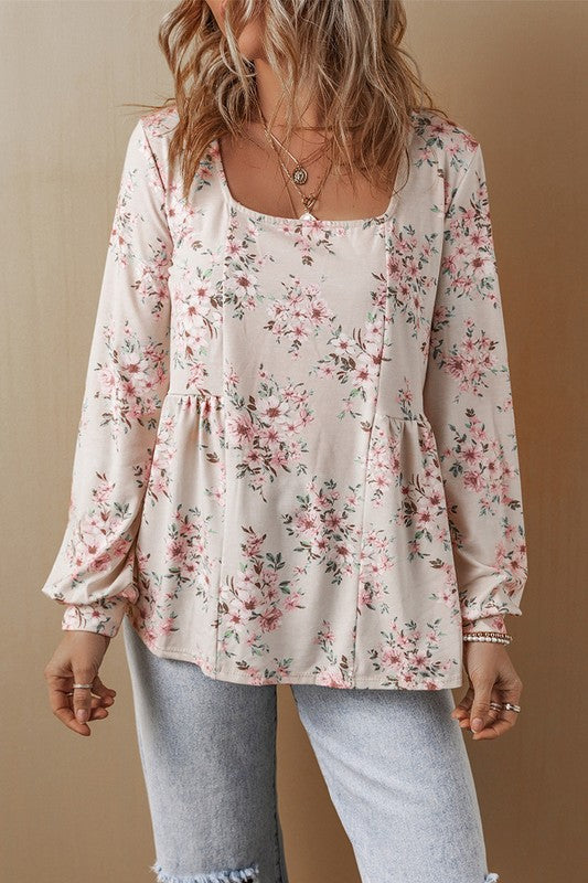 Women's Casual Floral Print Long Sleeve Blouses YNIQUE