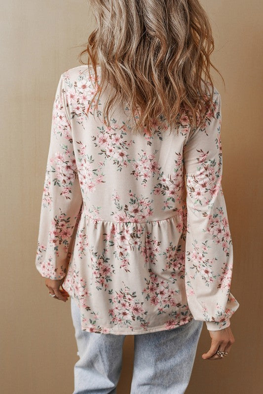 Women's Casual Floral Print Long Sleeve Blouses YNIQUE