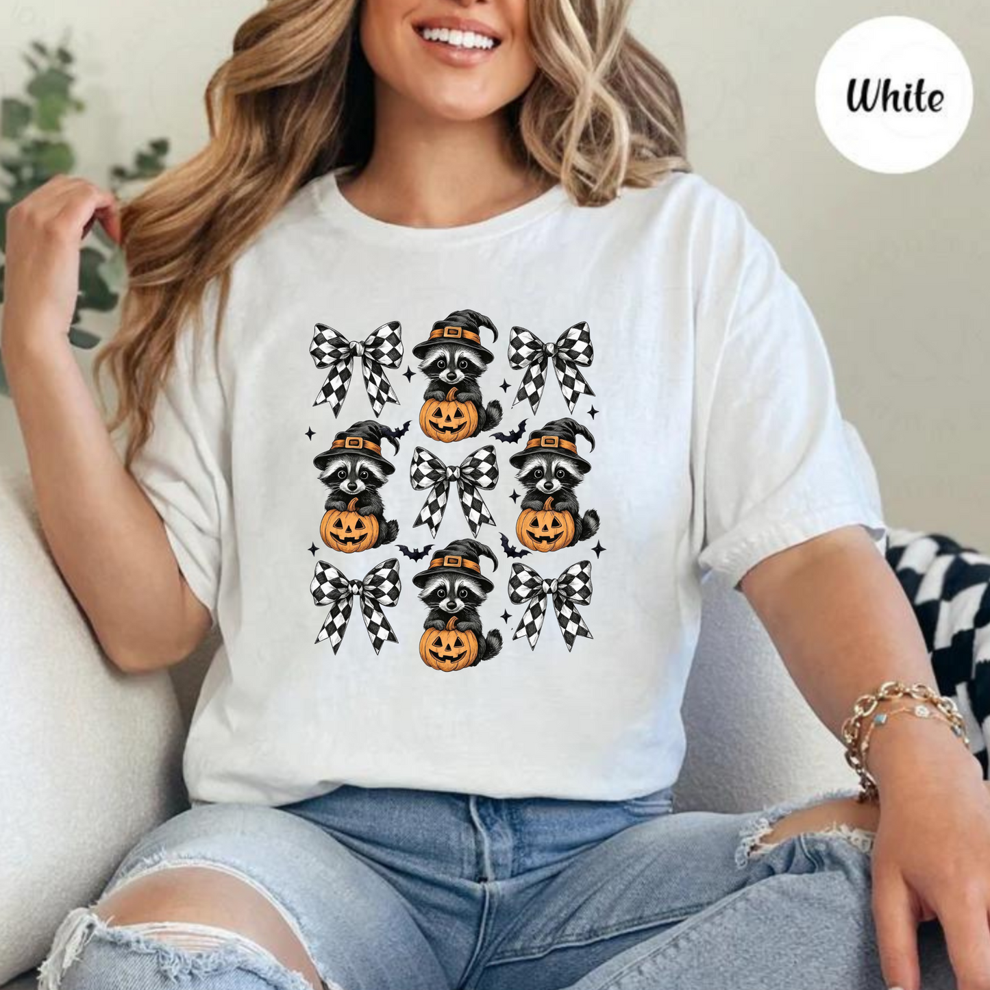 Raccoon Collage with Bows Graphic Tee