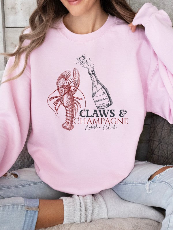 Claws & Champagne Lobster Club Graphic Sweatshirt