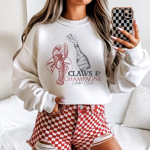 Claws & Champagne Lobster Club Graphic Sweatshirt