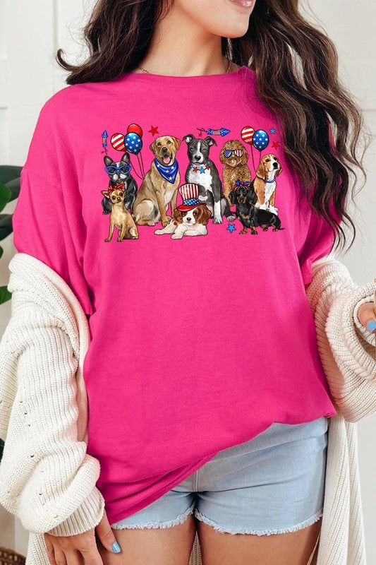 4th of July dogs Graphic Heavy Cotton Tee