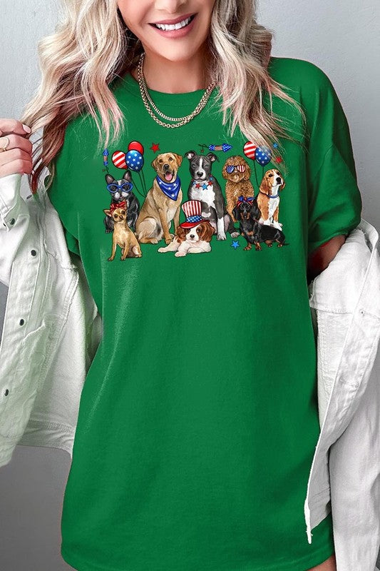 4th of July dogs Graphic Heavy Cotton Tee